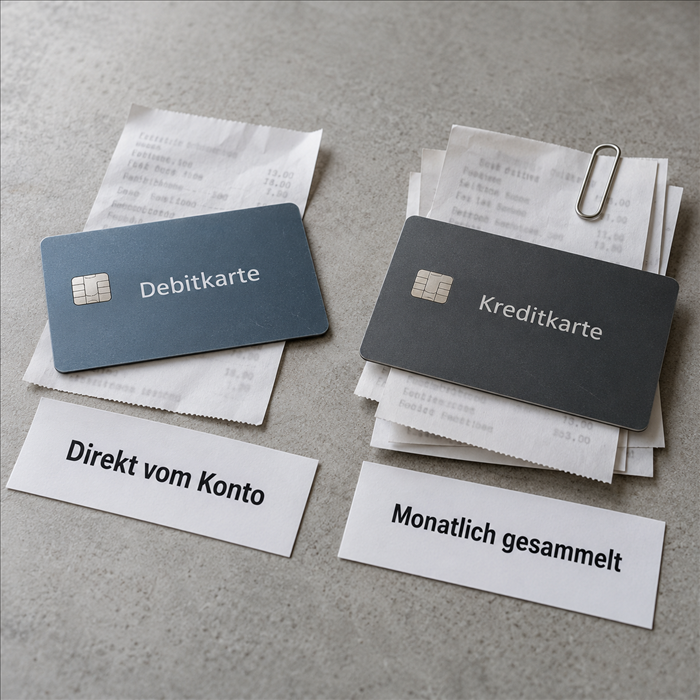 Debitkarte und Kreditkarte im Vergleich